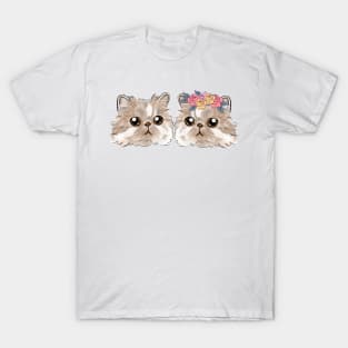 Couple Beige Cream Cat Boy girl _ Bunniesmee T-Shirt